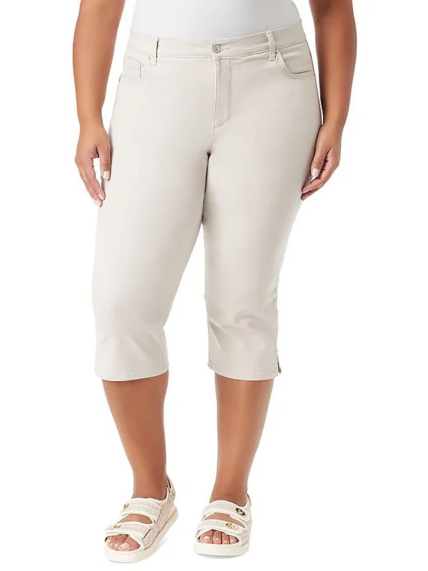 women's relaxed fit pants -Amanda Womens High Rise Straight Leg Capri Jeans