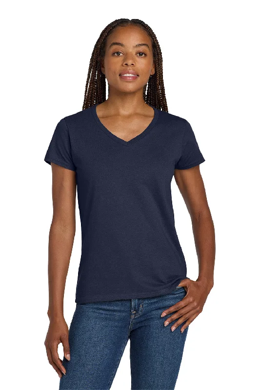 longline tops for women -Gildan Womens Short Sleeve V-Neck T-Shirt - Navy Blue