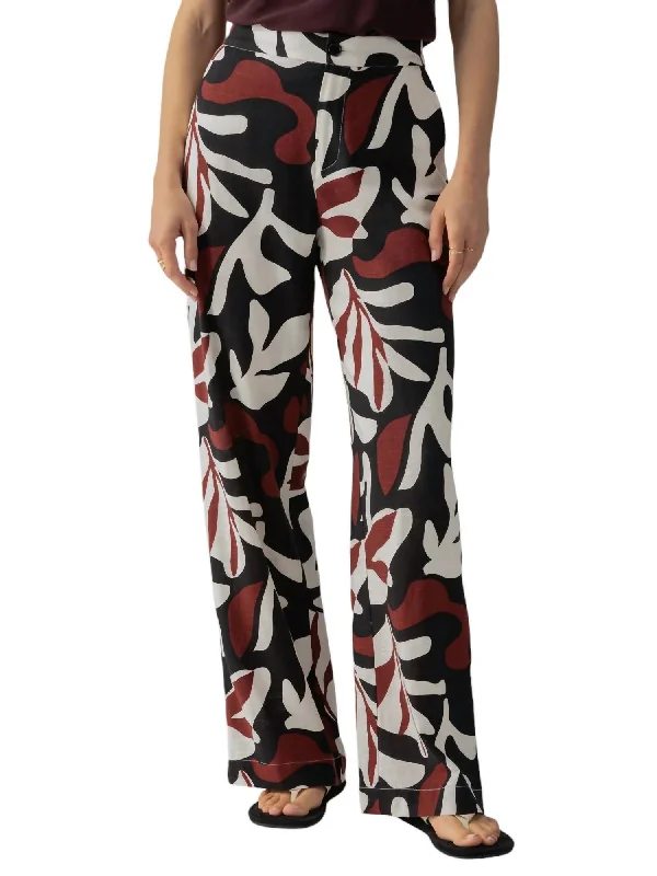 loose linen trousers for women -Soft Print Trouser In Mineral