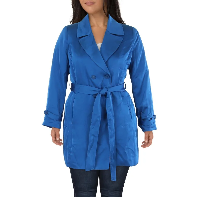 high collar coats for women -Womens Satin Midi Trench Coat