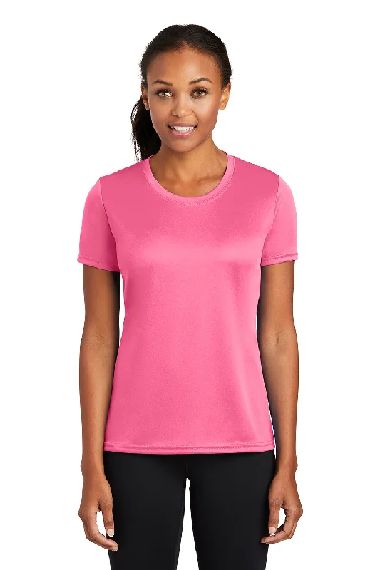 warm tops for women -Port & Company Womens Dry Zone Performance Moisture Wicking Short Sleeve Crewneck T-Shirt - Neon Pink