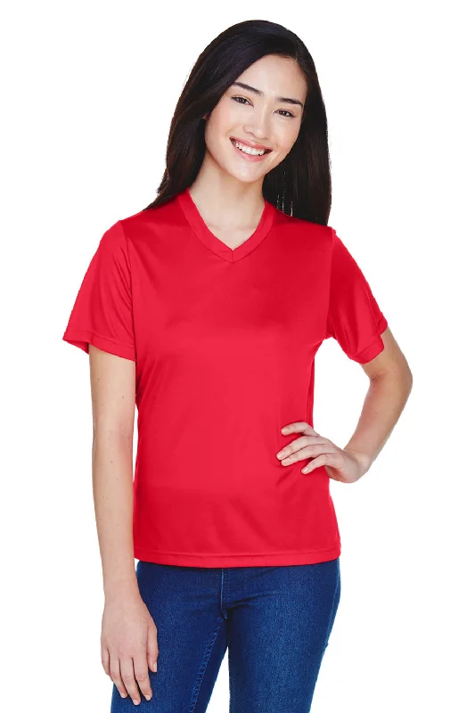 cozy women's tops -Team 365 Womens Zone Performance Moisture Wicking Short Sleeve V-Neck T-Shirt - Red