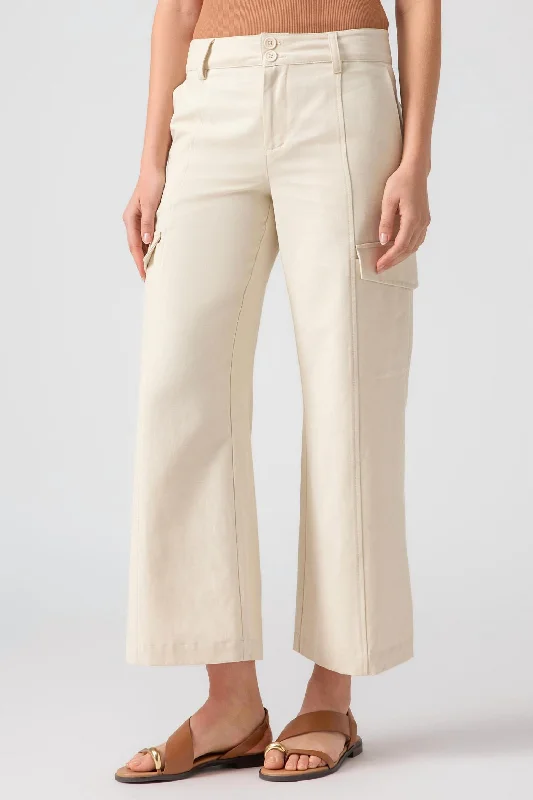 casual capri pants for women -Rebel Wide Leg Standard Rise Crop Pant In Birch