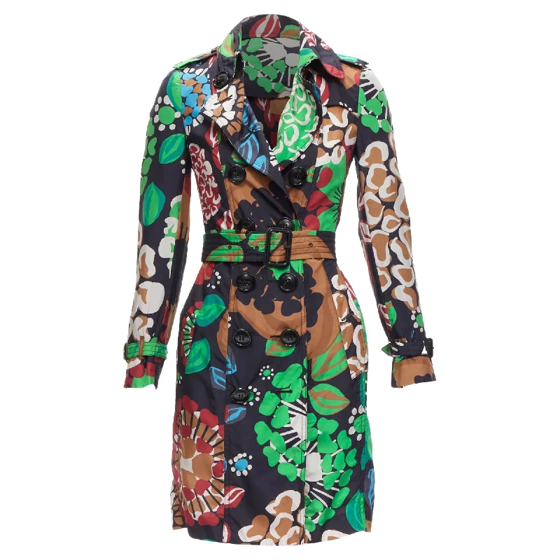 eco-friendly coats for women -Burberry Prorsum silk tropical floral print trench coat