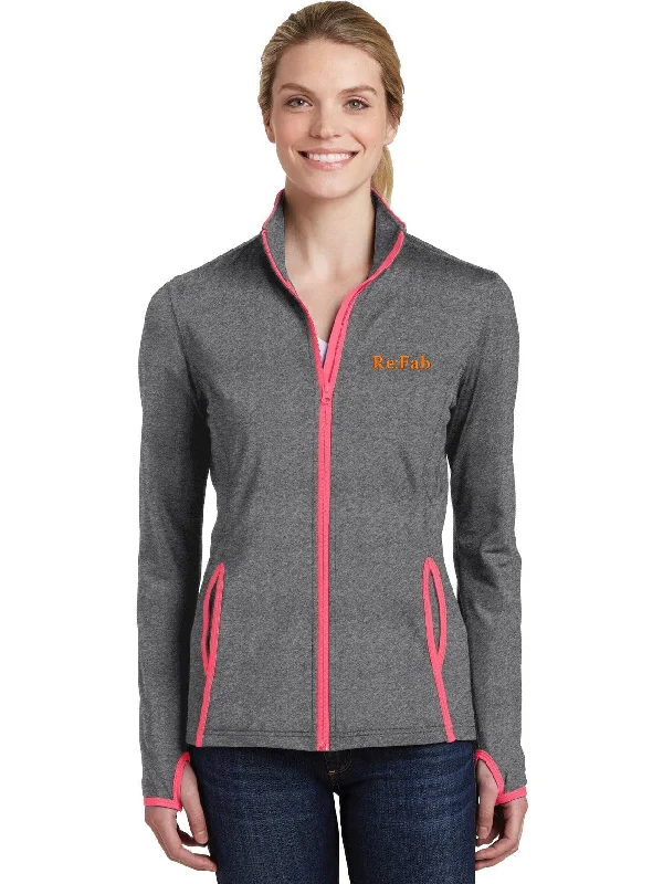 patchwork coats for women -Sport-Tek Ladies Sport-Wick Stretch Contrast Full-Zip Jacket