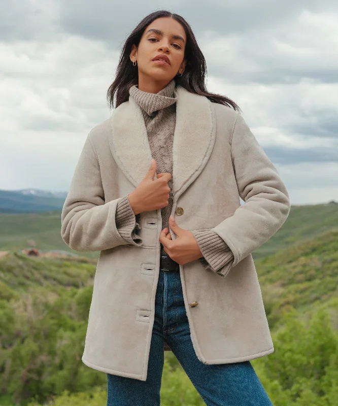 belted trench coats for women -Aspen Shearling Coat