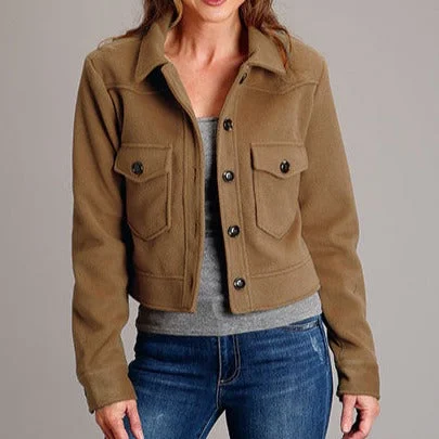 waterproof jackets for women -Stetson Women's Novelty Solid Camel Wool Blend Jacket