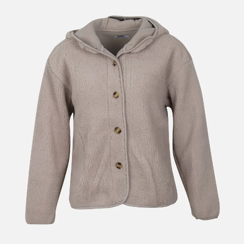 luxury winter coats for women -WOMEN SHERPA HOODED JACKET