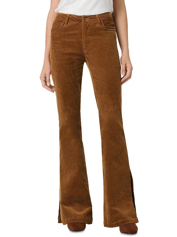 holiday pants for women -Womens Mid-Rise Corduroy Bootcut Jeans