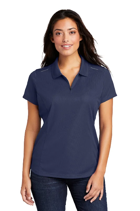 business casual blouses for women -Port Authority Womens Moisture Wicking Short Sleeve Polo Shirt - True Navy Blue