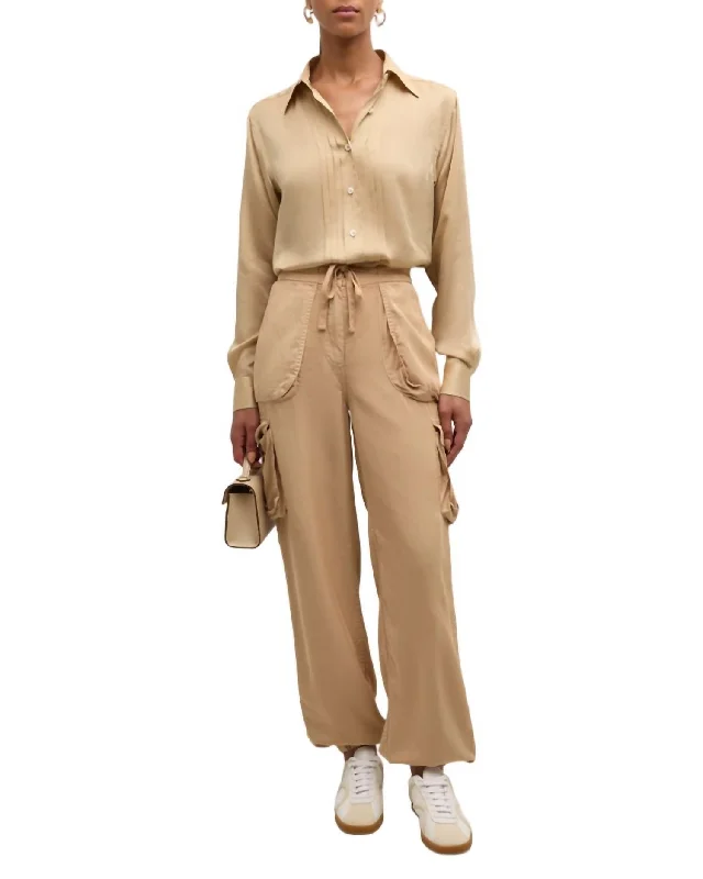 loose linen trousers for women -Santa Cruz Cargo Pant In Khaki