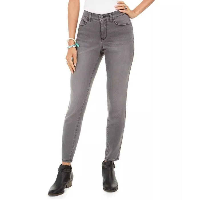 casual stretch pants for women -Style & Co Women's Curvy Fit Skinny Bling Pocket Jeans Charcoal Size 6