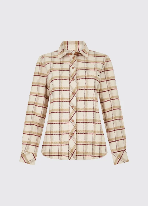 women's cotton t-shirts -Japonica Check Shirt - Cream