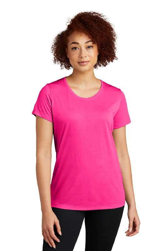 bell sleeve tops for women -Sport-Tek Womens Competitor Moisture Wicking Short Sleeve Scoop Neck T-Shirt - Neon Pink