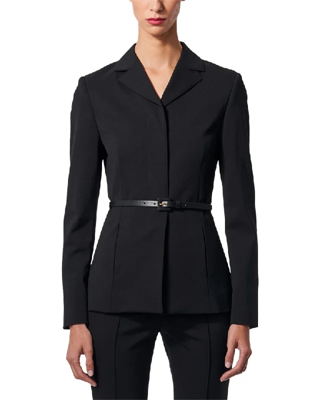 long cardigan coats for women -Carolina Herrera Snap Front Wool-Blend Jacket