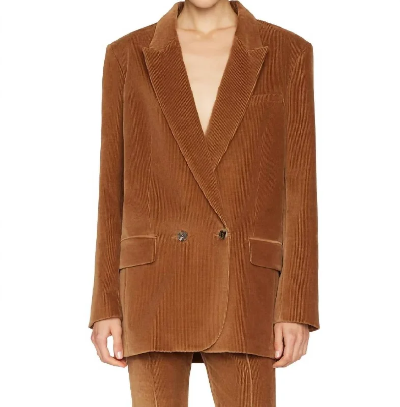 minimalist coats for women -Di Cord Jacket In Camel