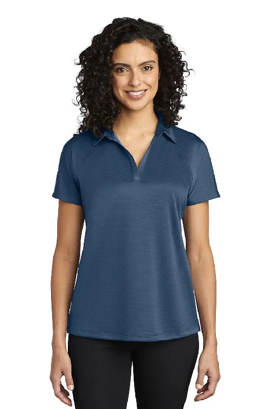 plaid button-down shirts for women -Port Authority Womens Crossover Moisture Wicking Short Sleeve Polo Shirt - Regatta Blue