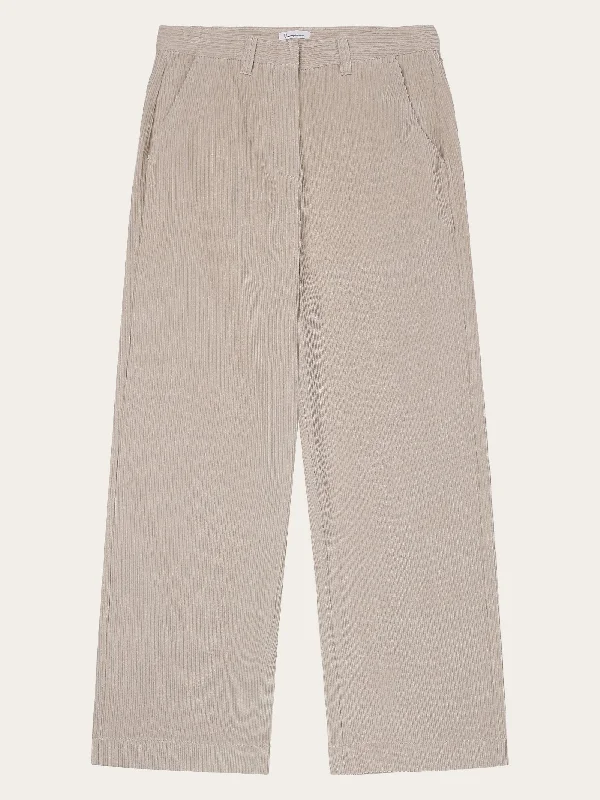 women's athletic pants -POSEY wide high-rise irregular corduroy pant - GOTS/Vegan - Light feather gray