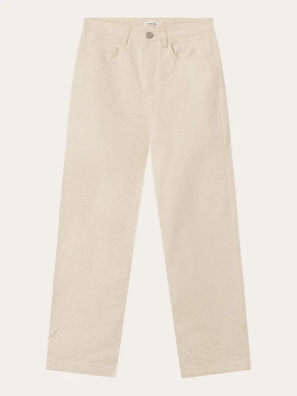 cropped palazzo pants for women -CHLOE barrel high-rise twill 5-pocket pants - Buttercream