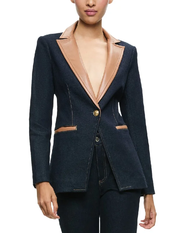 luxury winter coats for women -alice + olivia Breann Lg Str Sholder Blazer