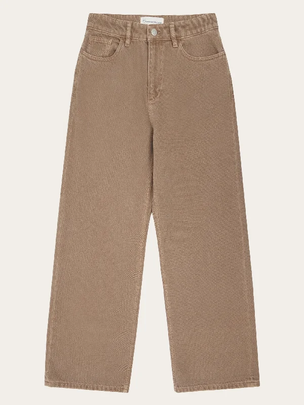 urban style pants for women -GALE straight mid-rise raw twill 5-pocket pants - GOTS/Vegan - Tiramisu