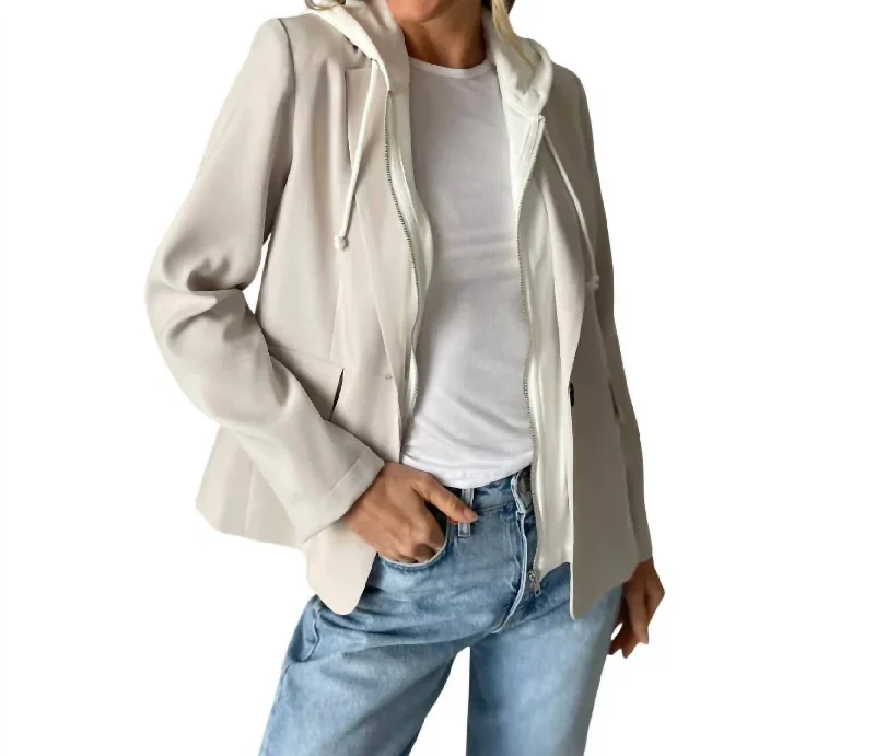 stylish waterfall coats for women -Drew Blazer In Sand/white