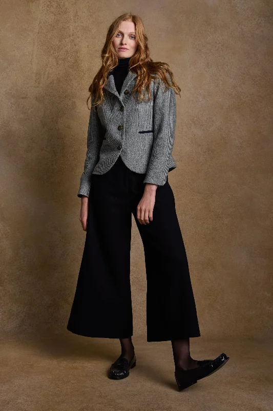 vintage style pants for women -Enya Tweed Culottes - Navy Melton