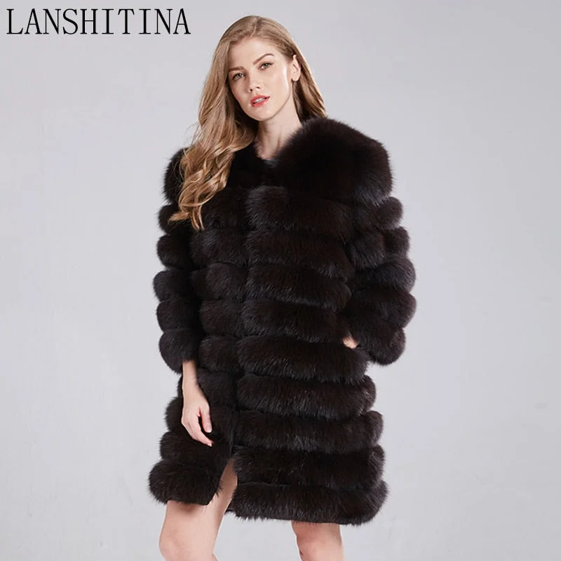 women's leather jackets -Real Fox Fur Jacket Natural Fur Coats Vest Real 2018 new style Long Coat Winter Warm Coat Natural fur coat Real Fox Fur Vest