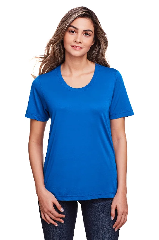 bell sleeve tops for women -Core 365 Womens Fusion ChromaSoft Performance Moisture Wicking Short Sleeve Scoop Neck T-Shirt - True Royal Blue