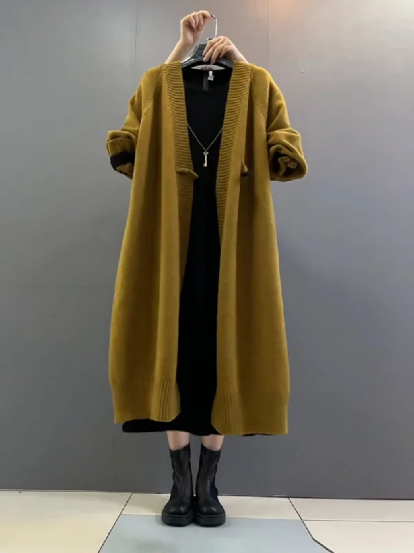 casual hooded jackets for women -women's  autumn and winter plus size long loose knitted cardigan coat