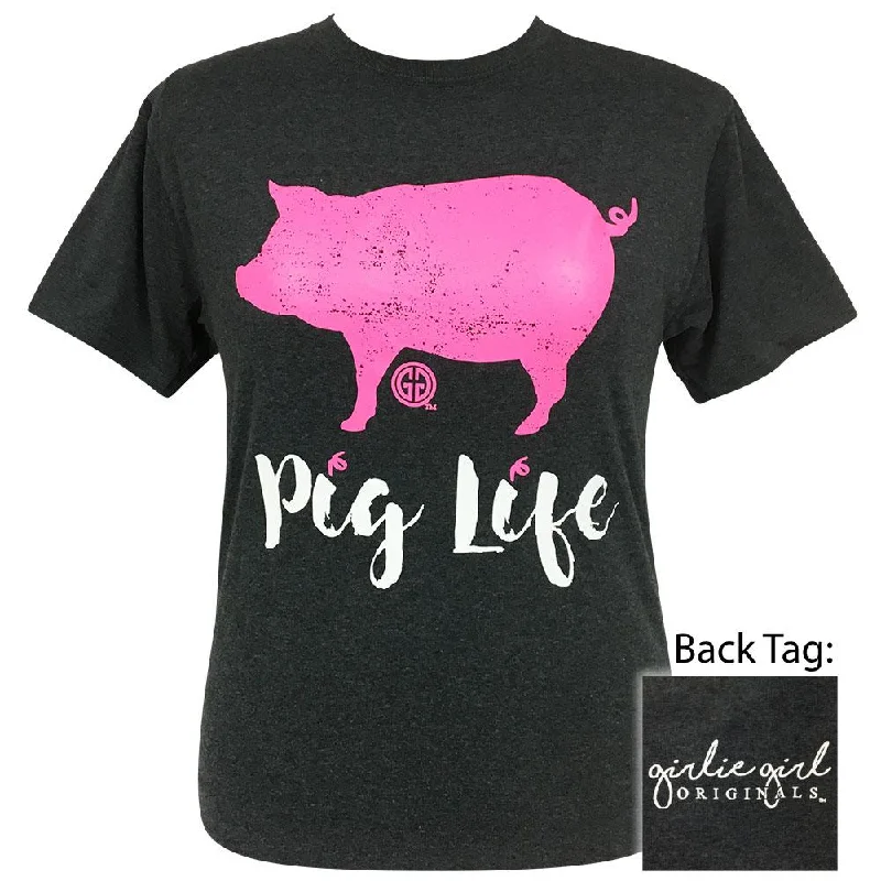 women's cotton t-shirts -Pig Life Black Heather Short Sleeve