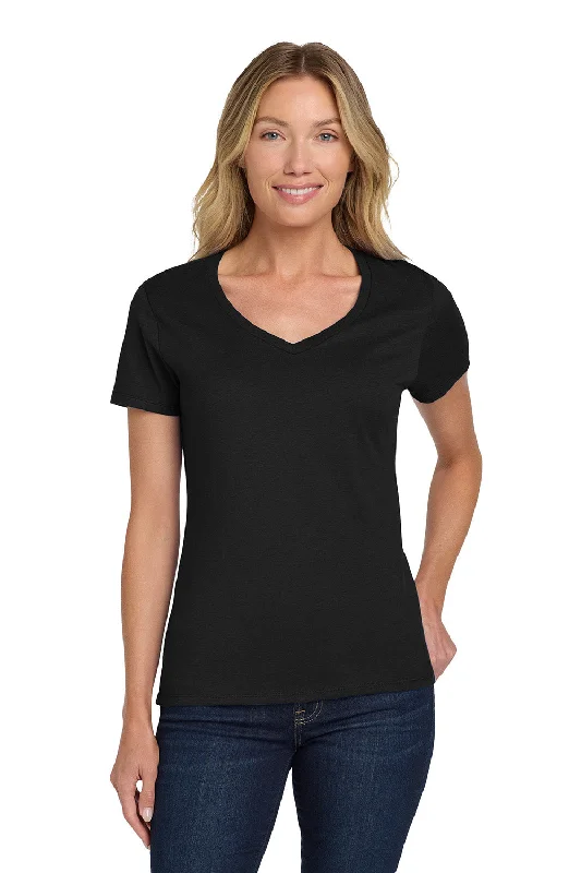 draped tops for women -Hanes Womens Nano-T Short Sleeve V-Neck T-Shirt - Black