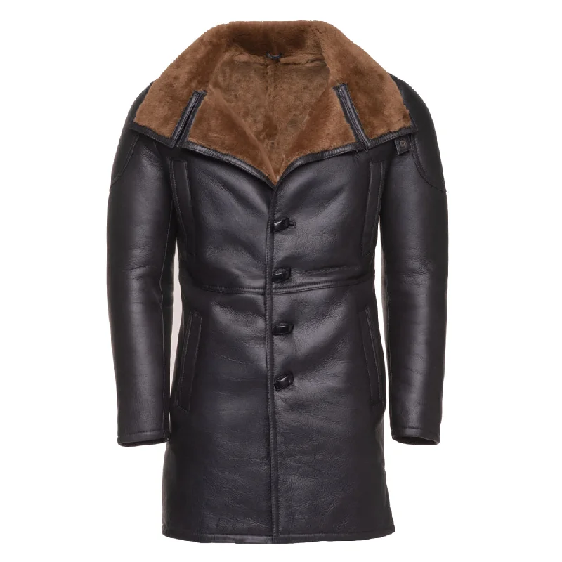 minimalist coats for women -Real Shearling Coat inspired by Ryan Gosling's Blade Runner 2049 Trench Coat