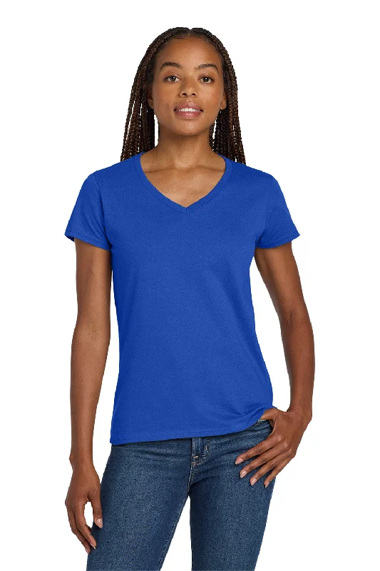 breathable tops for women -Gildan Womens Short Sleeve V-Neck T-Shirt - Royal Blue