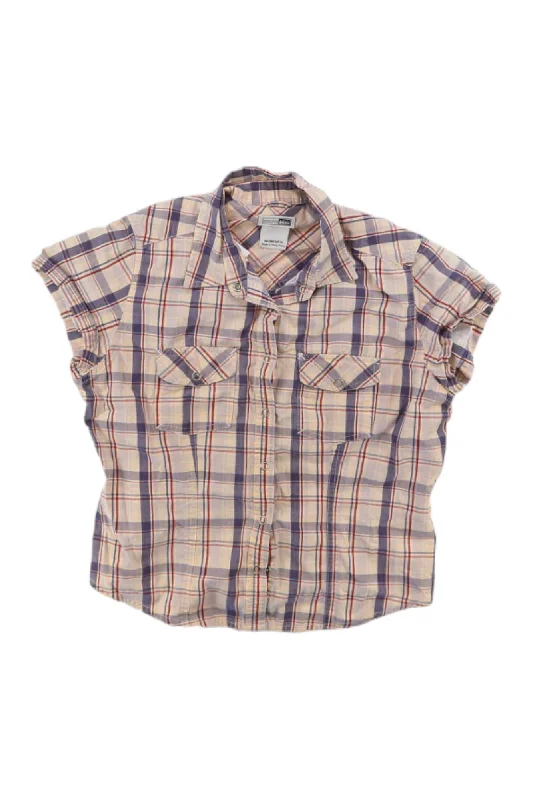 women's wrap tops -REI Co-op Womens Western Plaid Button Up Short Sleeve Shirt