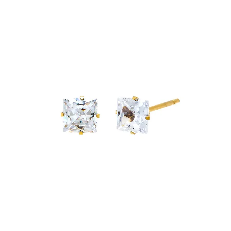 floral print dresses for women -Mini Stud Earring | Clear CZ | 14K Gold Plated