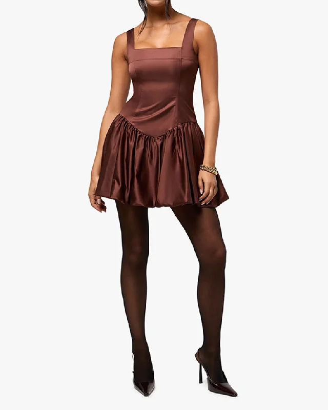 satin slip dresses for women -Bubble Skirt Corset Mini Dress