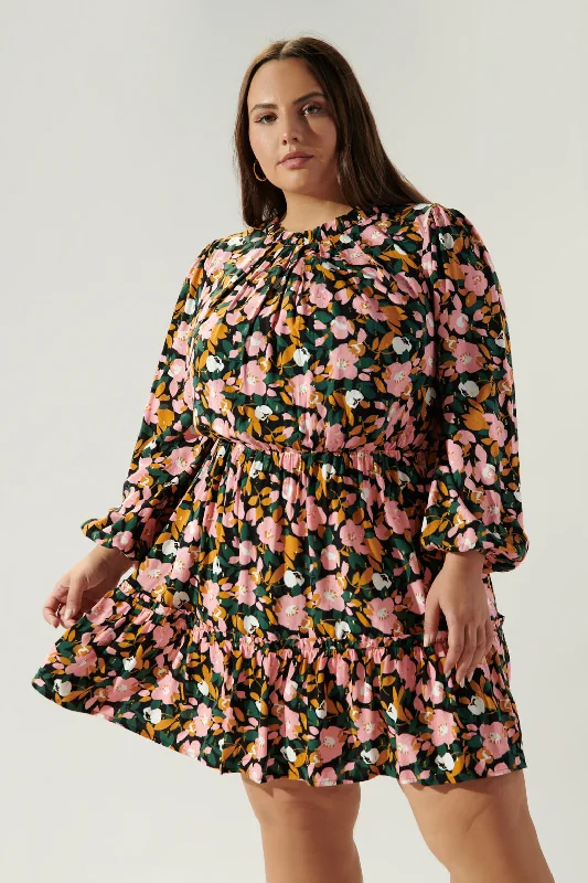 loose fit dresses for women -Buenos Aires Balloon Sleeve Blouson Dress Curve