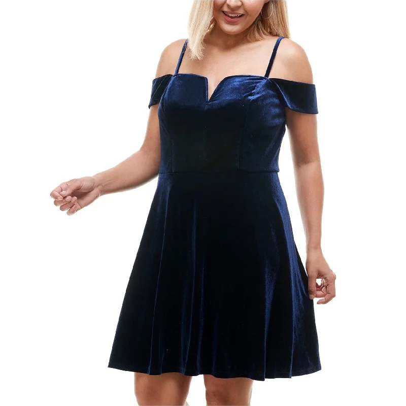 vintage-inspired dresses for women -City Studio Womens Velvet Off-Shoulder Dress