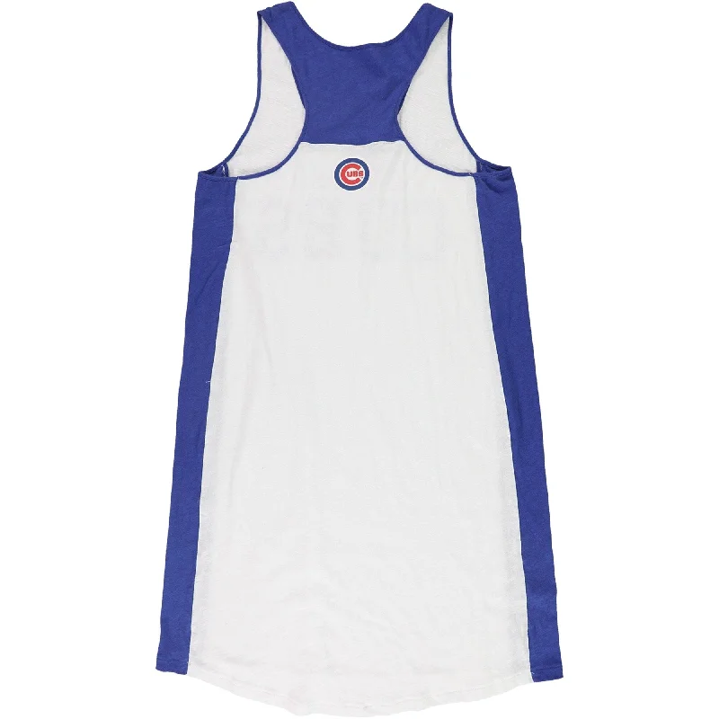 women's wraparound dresses -G-III Sports Womens Chicago Cubs Graphic Tank Dress, White, Medium