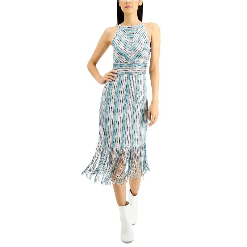 women's wrap dresses -I-N-C Womens Fringe Trim Sheath Dress