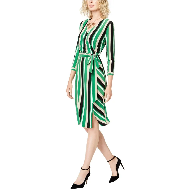 cotton dresses for women -I-N-C Womens Striped Wrap Dress