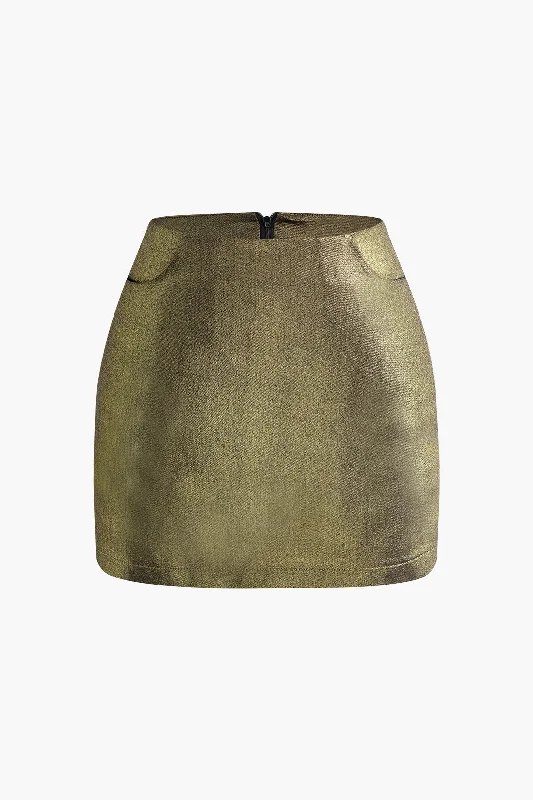 cotton dresses for women -Metallic Mini Skirt