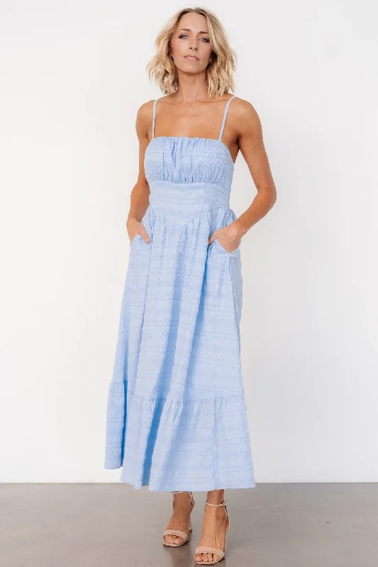 oversized dresses for women -Mikayla Textured Tank Dress | Light Blue