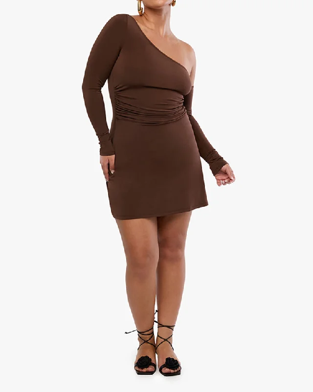 cozy sweater dresses for women -One Shoulder Mini Dress