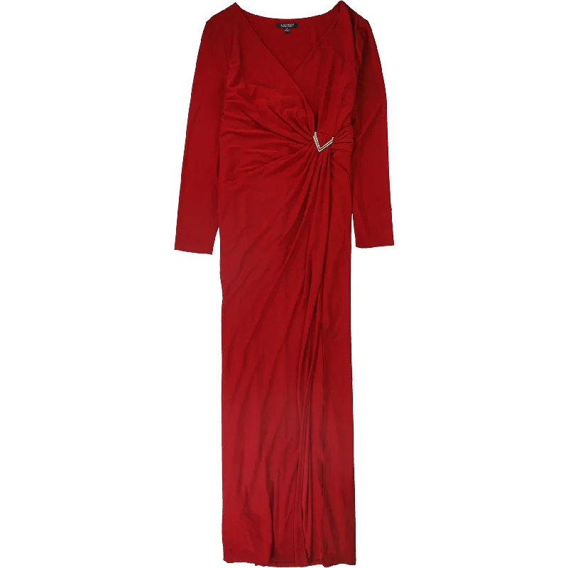 structured dresses for women -Ralph Lauren Womens Jillie Gown Dress, Red, 4