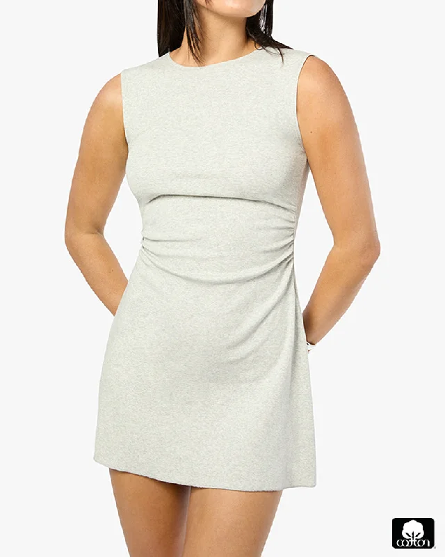 elegant silk dresses for women -Ruched Muscle Tank Mini Dress