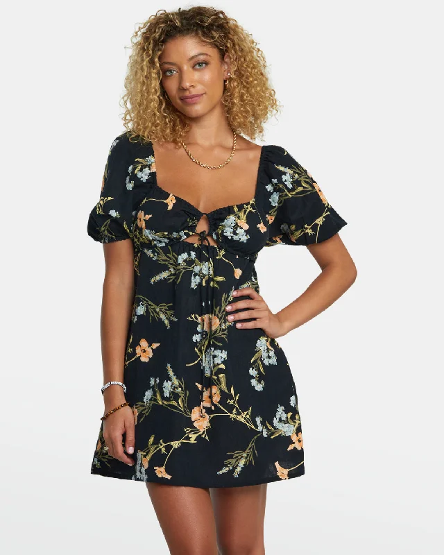 patterned dresses for women -Sweet Talk Mini Dress - RVCA Black