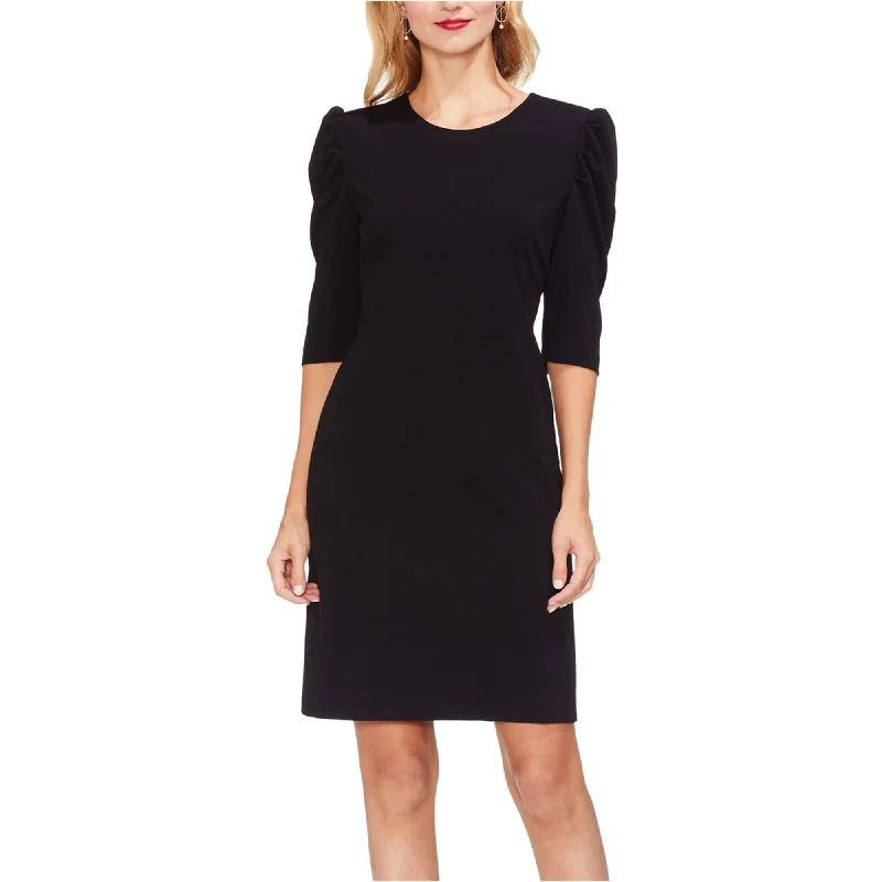 women's sheath dresses -Vince Camuto Womens Puff Sleeve Sheath Dress, Black, X-Small