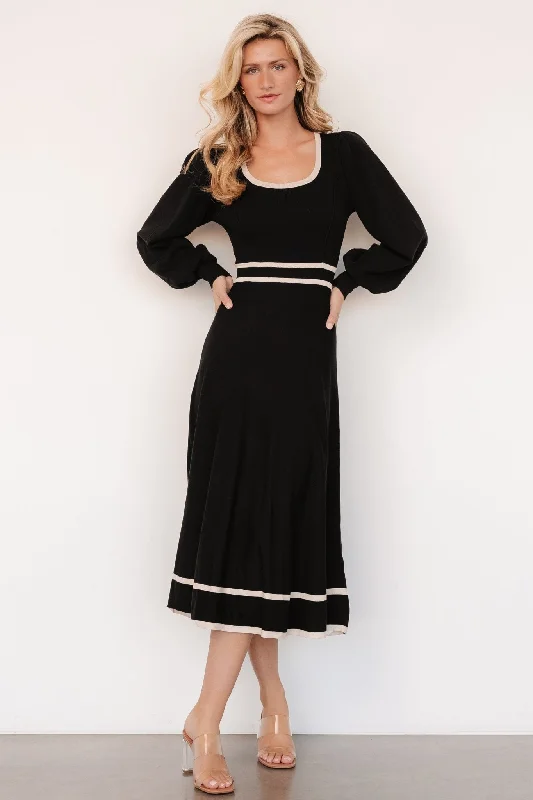 women’s dressy cocktail dresses -Winslet Knit Dress | Black + Cream